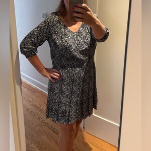 Floral Black and White Dress